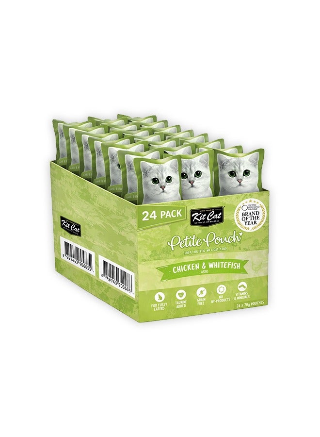 كيت كات طعام القطط الرطب بنكهة الدجاج والسمك الأبيض - 70 غرام (عبوة من 24 كيسًا) - Image 1